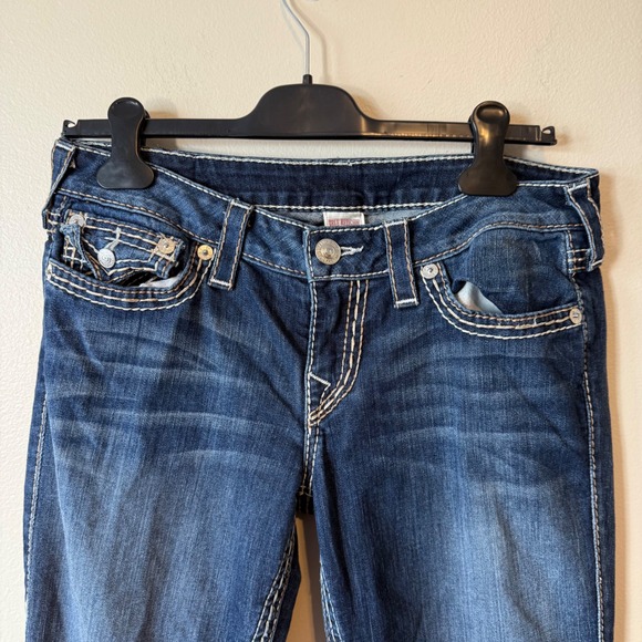 True Religion World Tour Skinny Jeans Made USA Blue Stretch Women 31 horseshoe - Picture 2 of 8